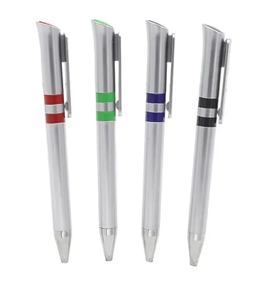 Pluma Plastica Metalizada Cuerpo Plateado