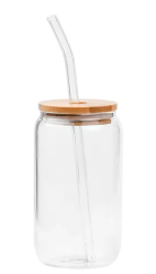 Vaso Con Tapa Bamboo + Carrizo